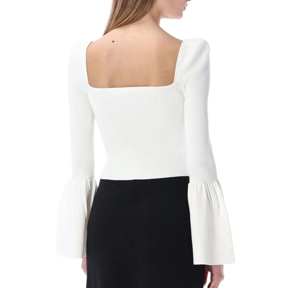 Self-Portrait Ribbed Knit Buttoned Cardigan - Picture 3 of 6